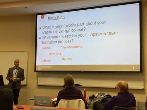 Dr. Wayne Johnson presented “Automation of the Capstone Team Formulation Process” during the “Capstones” session.